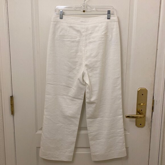 J. Crew Sailor Style White High Waisted Cropped Wide Leg Linen Blend Pants Sz. 6 - Picture 5 of 9